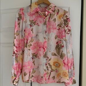 Floral Pink and Yellow Women's Top